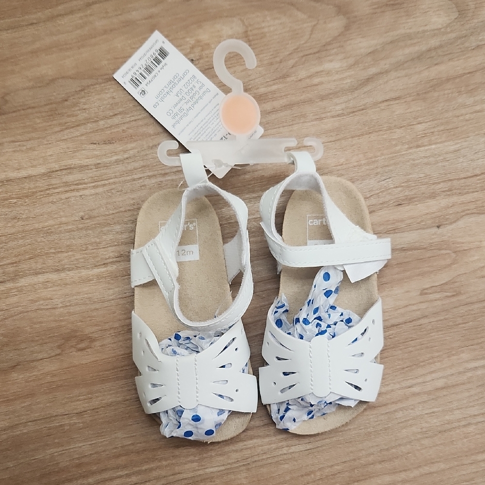 Carter's White Butterfly Faux Cork Sandals - White